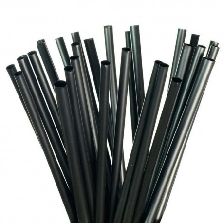 Pajitas de Plástico PP Reutilizables Negras Rectas Ø6mm x 20cm (500 Uds)