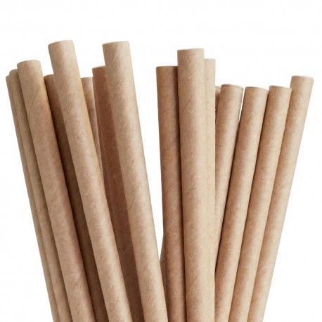 Pajitas de Papel Kraft Rectas Ø7,5mm x 15cm (100 Uds)