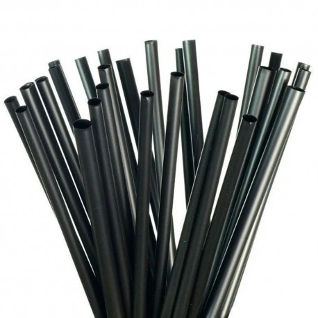 Pajitas Biodegradables PLA Negras Rectas Ø7mm x 18cm (250 Uds)