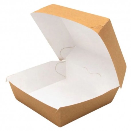 Cajas para Hamburguesas de Cartón Kraft 16x16x10cm (50 Uds)