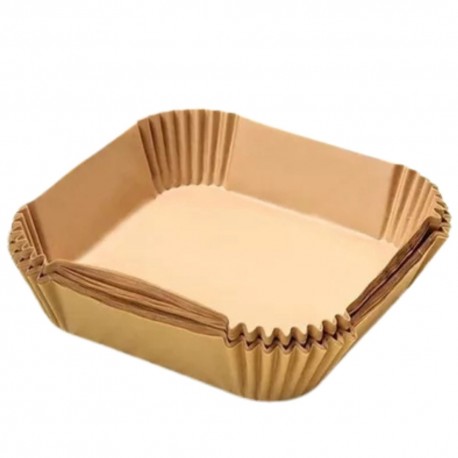 Papel para Freidora de Aire 16x16x4,5cm Kraft (50 Uds)
