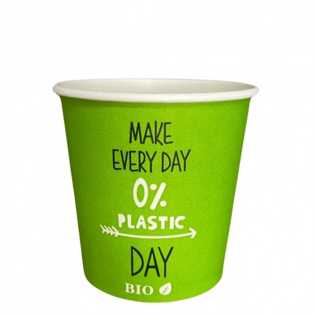 Vasos Biodegradables Cartón Impresos Verdes 120ml Ø6,2 cm(50 Uds)