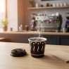 Vasos de Cartón Negro "Coffee" 120ml con Tapa Drink (50 Uds)