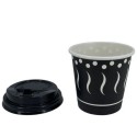 Vasos de Cartón Negro "Coffee" 120ml con Tapa Drink (1.000 Uds)