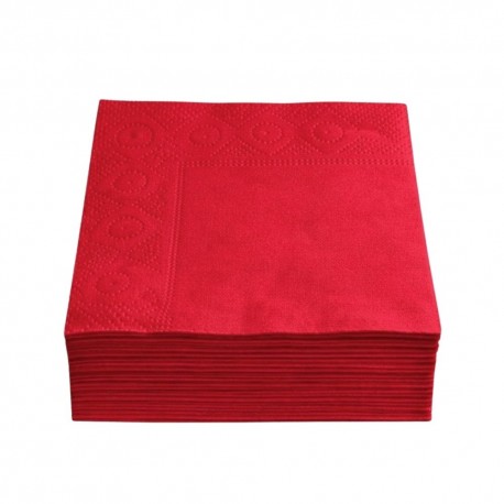 Servilletas de Papel Cocktail 20 x 20 cm Rojas 2 Capas (Caja 6.000 Uds)