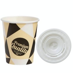 Vasos de Cartón Diseño 200ml con Tapas Planas (25 Uds)