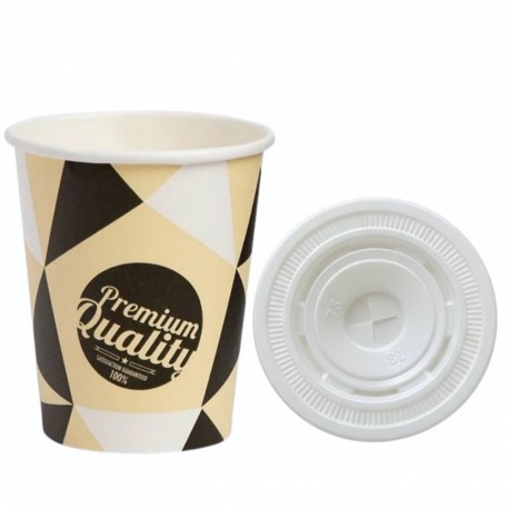 Vasos de Cartón Diseño 200ml con Tapas Planas (500 Uds)