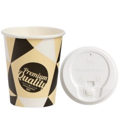 Vasos de Cartón Diseño 200ml con Tapas Drink (500 Uds)