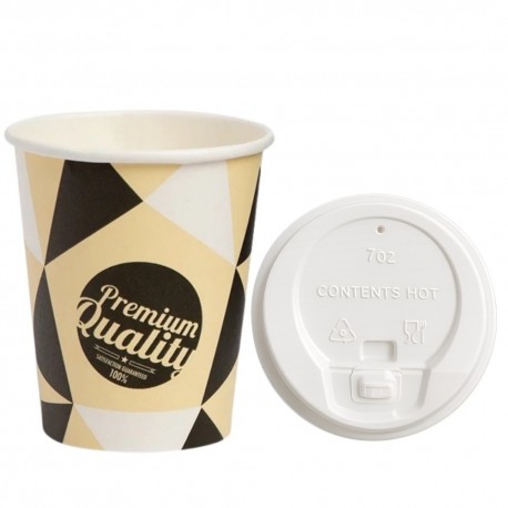 Vasos de Cartón Diseño 200ml con Tapas Drink (500 Uds)