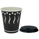 Vasos de Cartón "Coffee" Negro 240ml con Tapa Drink (1.000 Uds)