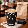 Vasos de Cartón "Coffee" Negro 240ml con Tapa Drink (1.000 Uds)