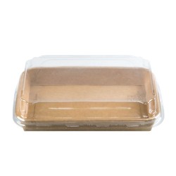 Envases para Sushi y Pastelería de Cartón con Tapa PET 18,5x13cm (25 Uds)
