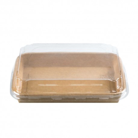 Envases para Sushi y Pastelería de Cartón con Tapa PET 18,5x13cm (25 Uds)