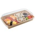 Envases para Sushi y Pastelería de Cartón con Tapa PET 18,5x13cm (25 Uds)
