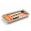 Envases para Sushi y Pastelería de Cartón con Tapa PET 18,5x13cm (25 Uds)