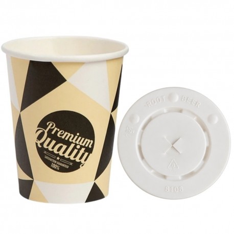 Vasos de Cartón Diseño 250ml con Tapas Planas (25 Uds)