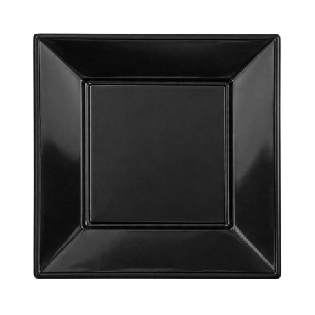 Platos de Plástico Cuadrados Negros 17cm (25 Uds) 