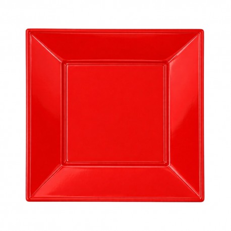 Platos de Plástico Cuadrados Rojos 17cm (6 Uds) 