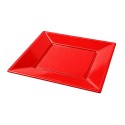  Platos de Plástico Cuadrados Rojos 17cm (288 Uds) 