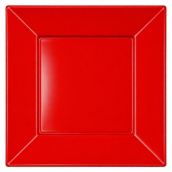 Platos de Plástico Cuadrados Rojos 23cm (5 Uds) 