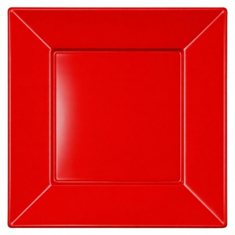 Platos de Plástico Cuadrados Rojos 23cm (240 Uds) 