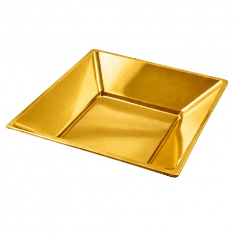 Platos de Plástico Hondos Cuadrados Dorados 17cm (192 Uds) 