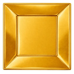 Platos de Plástico Cuadrados Dorados 23cm (4 Uds) 