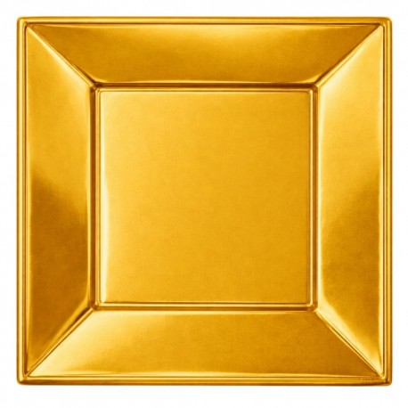 Platos de Plástico Cuadrados Dorados 23cm (4 Uds) 