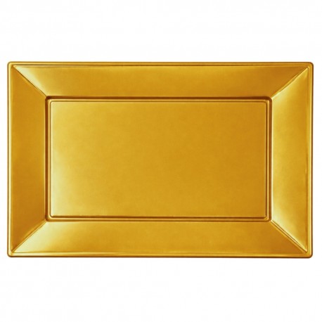 Bandejas de Plástico Doradas 33 x 22,5cm (Caja 96 Uds) 