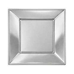 Platos de Plástico Cuadrados Plateados 17cm (4 Uds)