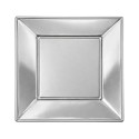   Platos de Plástico Cuadrados Plateados 17cm (Caja 192 Uds) 