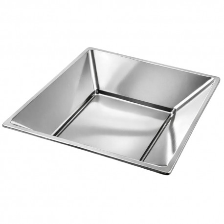  Platos de Plástico Hondos Cuadrados Plateados 17cm (4 Uds) 