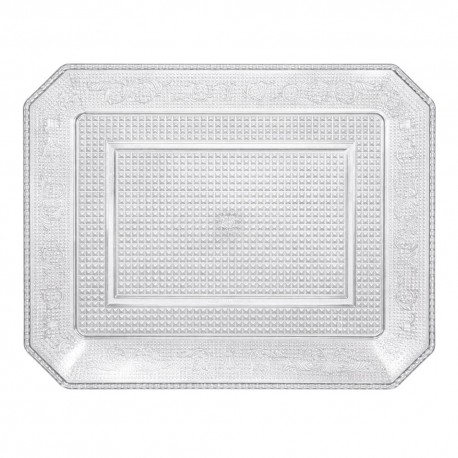 Bandeja de Plástico Reutilizable Transparente 28,5 x 14,5cm (1 Uds)