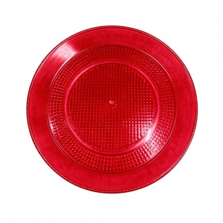 Bandeja Redonda de Plástico PS Lux Rojo Translúcido Reutilizable 20cm (1 Uds)