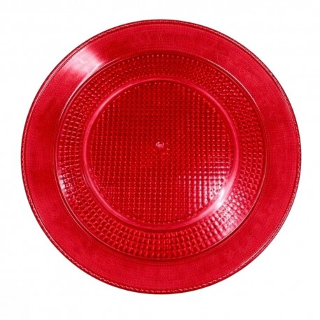 Bandeja Redonda de Plástico PS Lux Rojo Translúcido Reutilizable 25cm (1 Uds)