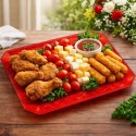 Bandeja de Plástico PS Lux Rojo Translúcido Reutilizable 28x23cm (1 Ud)