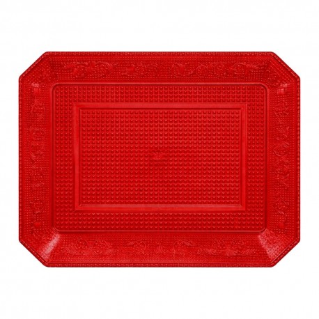 Bandeja de Plástico PS Lux Rojo Translúcido Reutilizable 28x23cm (1 Ud)