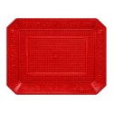 Bandeja de Plástico PS Lux Rojo Translúcido Reutilizable 28x23cm (1 Ud)