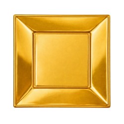 Platos de Plástico Cuadrados Dorados 17cm (4 Uds)