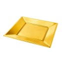 Platos de Plástico Cuadrados Dorados 17cm (192 Uds) 