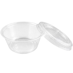Salseras de Plástico Transparentes con Tapa 100ml (50 Uds)