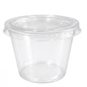 Salseras de Plástico Transparentes con Tapa 165ml (6 Uds)