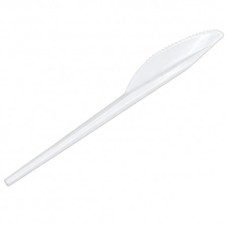 Cuchillos de Plástico Blancos 16,5cm (100 Uds) 