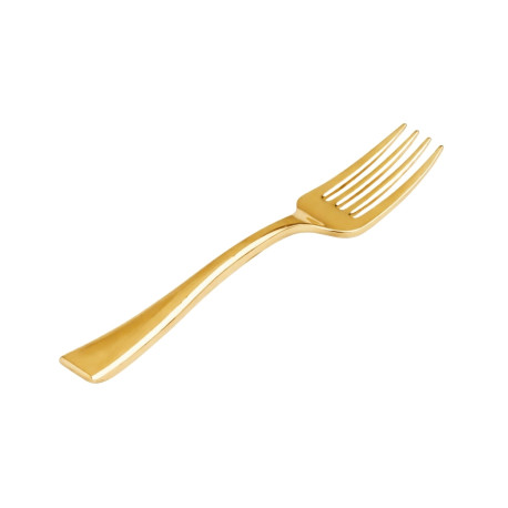 Mini Tenedores de Plástico Metalizados Dorados 10cm (1000 Uds) 