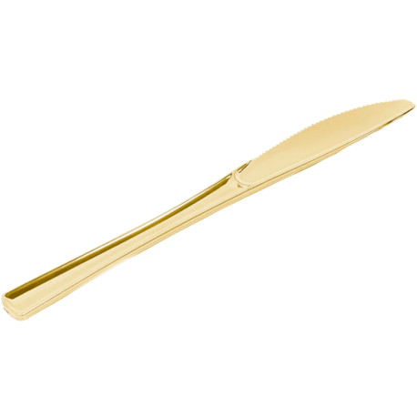 Cuchillos de Plástico Metalizados Dorados 20cm (6 Uds)