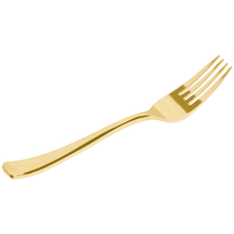 Tenedores de Plástico Metalizados Dorados 18,5cm (6 Uds)