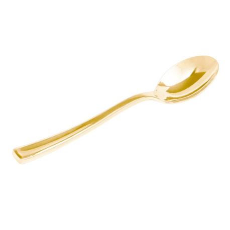 Cucharitas Postre de Plástico Metalizadas Doradas 13cm (384 Uds)