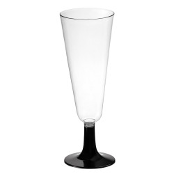 Copas de Cava de Plástico PS Pie Negro 150 ml (50 Uds)