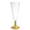 Copas de Cava de Plástico PS Pie Dorado 150 ml (4 Uds)