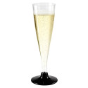 Copas de Cava Flauta de Plástico PS Pie Negro 140ml (144 Uds)